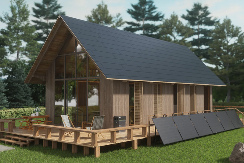 Outdoor Cabins Scene